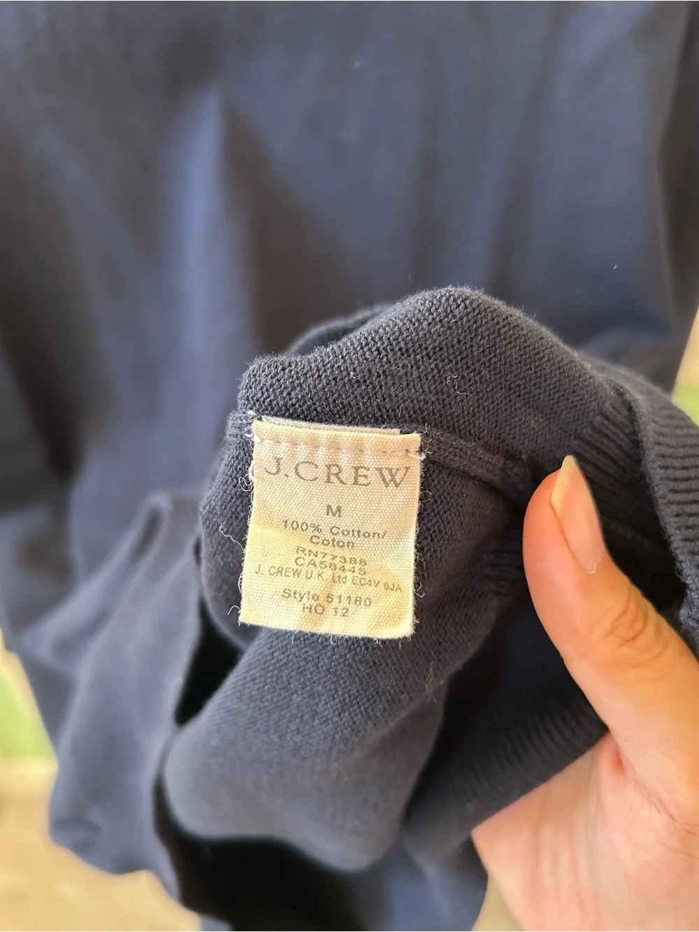 J. Crew Men's Crewneck Sweater Navy Blue Medium Cotton